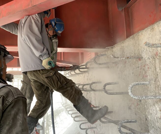 B橋 橋梁補修工事 削孔完了 三島建設株式会社